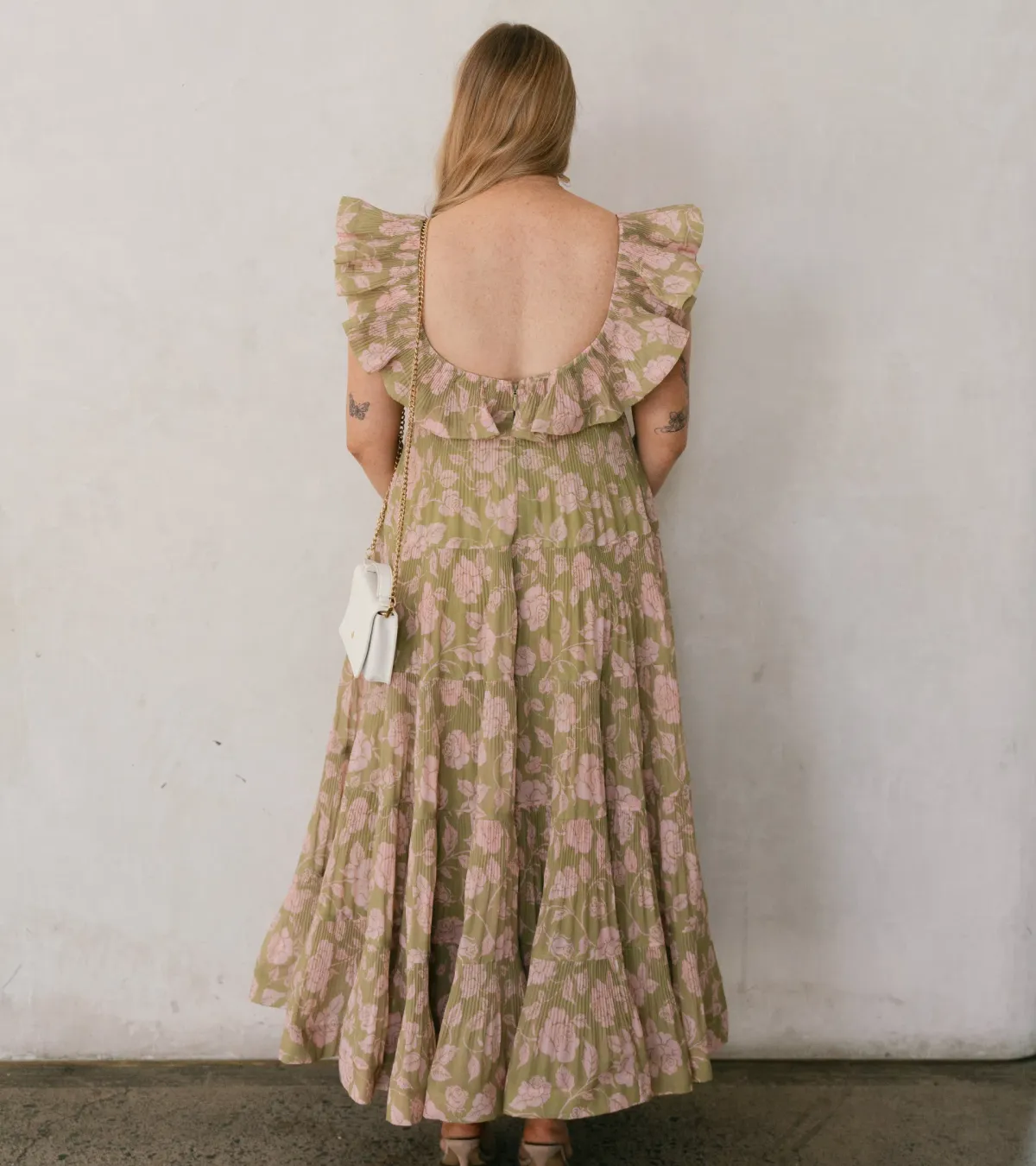 Zimmermann Lovestruck Pleated Gown Olive and Pink Rose Size 3 / AU 10-12 - Image 2