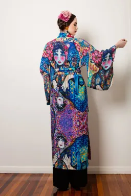 Sarah Hickey Art Silk Kimono Almost One Of A Kind Size 18 for rent on The Volte - image 4