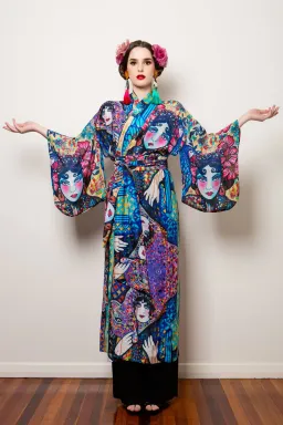 Sarah Hickey Art Silk Kimono Almost One Of A Kind Size 18 for rent on The Volte - image 1