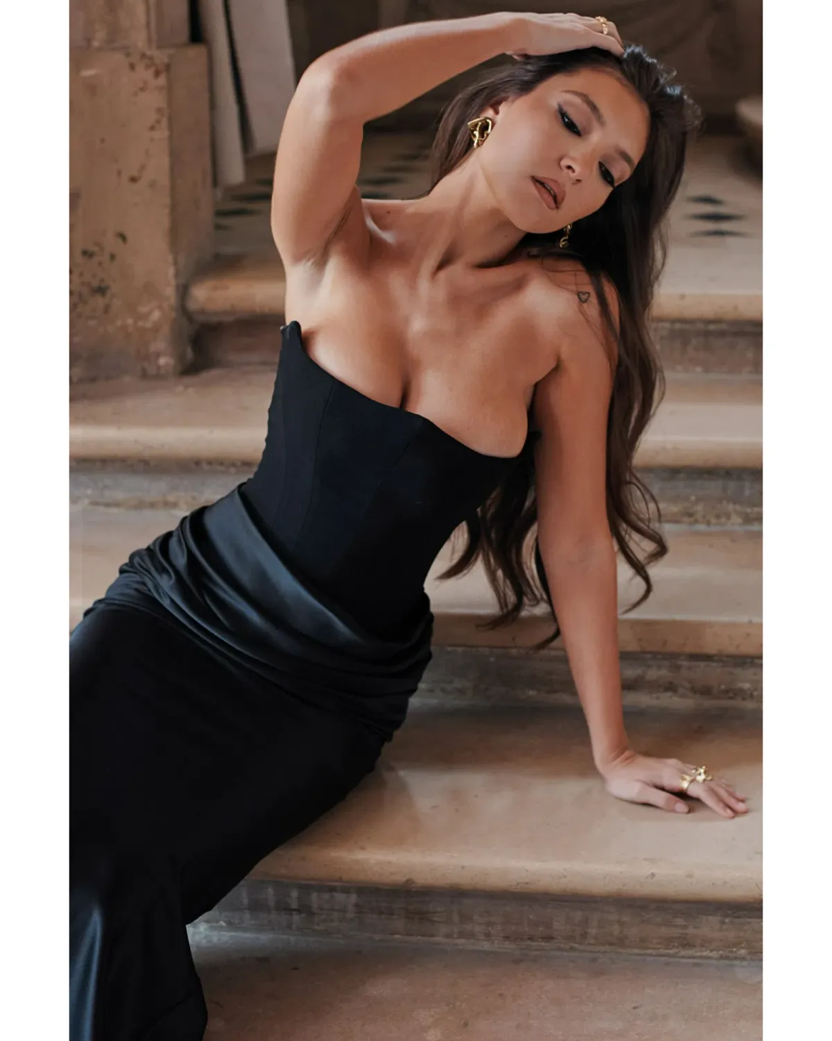 House Of CB Persephone Strapless Corset Dress Black Size AU 8  - Image 4