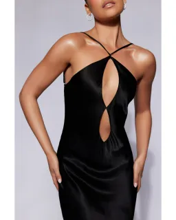 MESHKI Lucia Satin Cut Out Maxi Dress Black Size Small / AU 8 for rent on The Volte - image 2