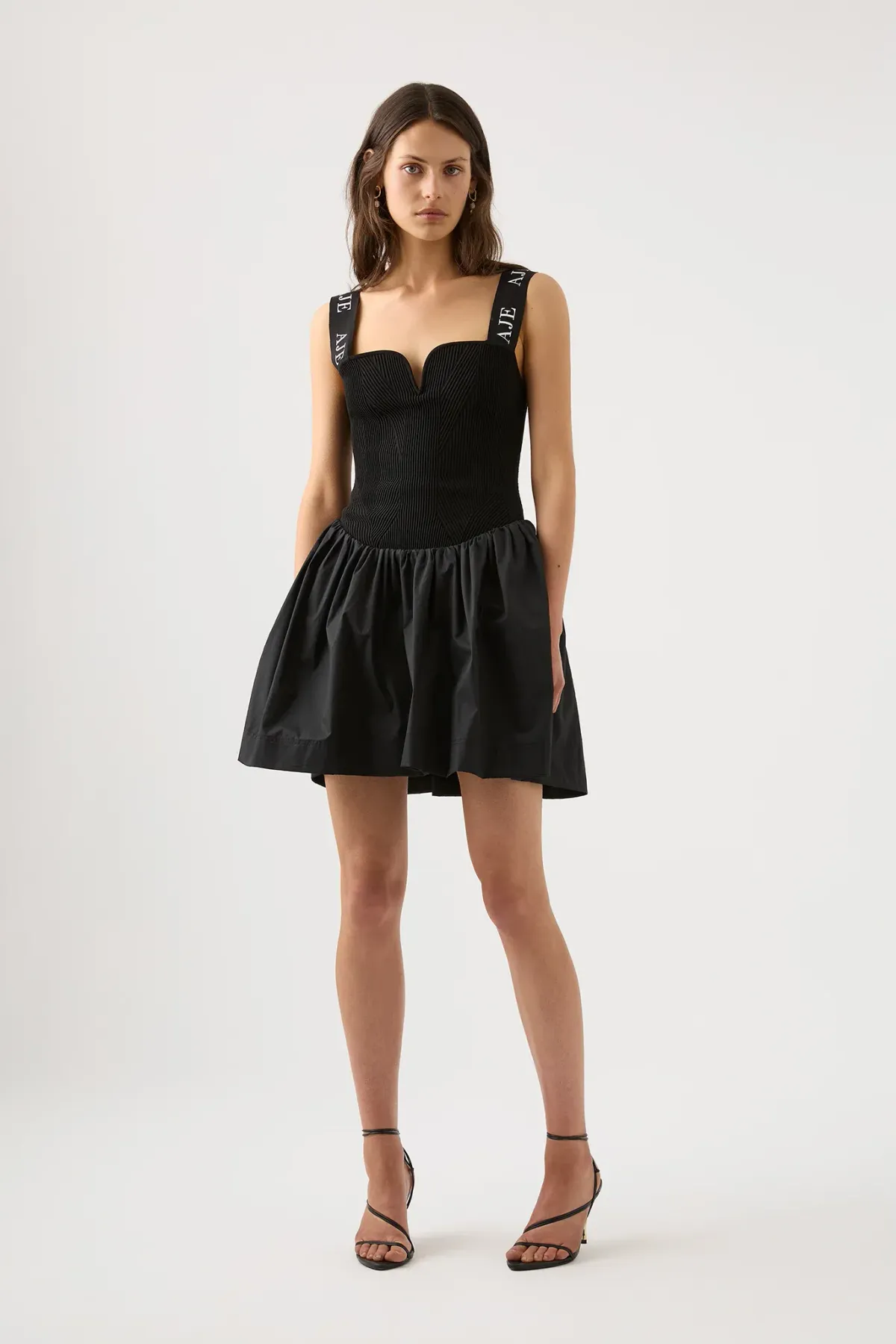 Aje Mira Logo Strap Tulip Mini Dress Black Size 8 - Image 1