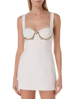 Area Crystal Claw Mini Dress Ivory White Size AU 8  for rent on The Volte - image 4