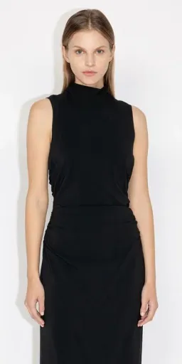 Cue Ruched Waist Midi Dress Black Size 8 for rent on The Volte - image 2