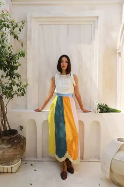 Frank & Dollys Casa Raya Cotton Reversible Fringe Maxi Dress Multi Size XS / AU 6 for rent on The Volte - image 2