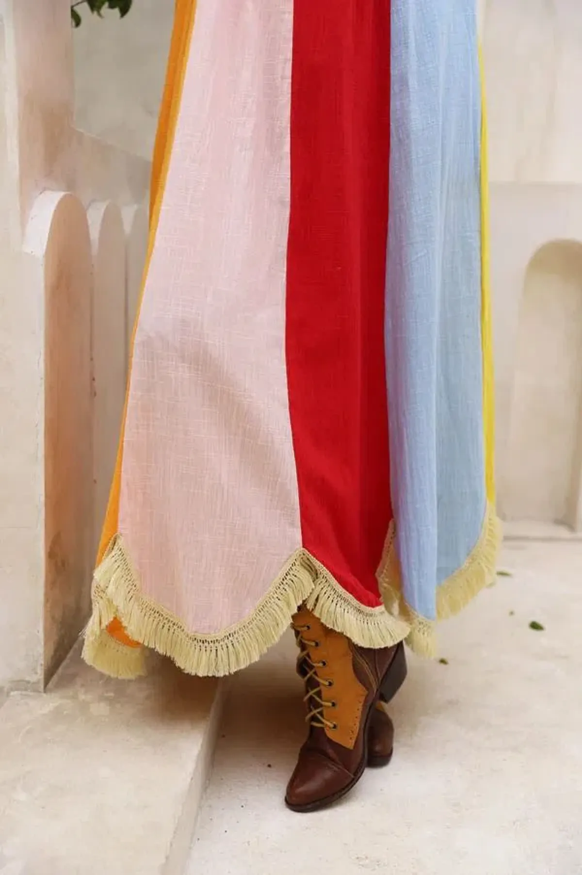 Frank & Dollys Casa Raya Cotton Reversible Fringe Maxi Dress Multi Size XS / AU 6 - Image 4