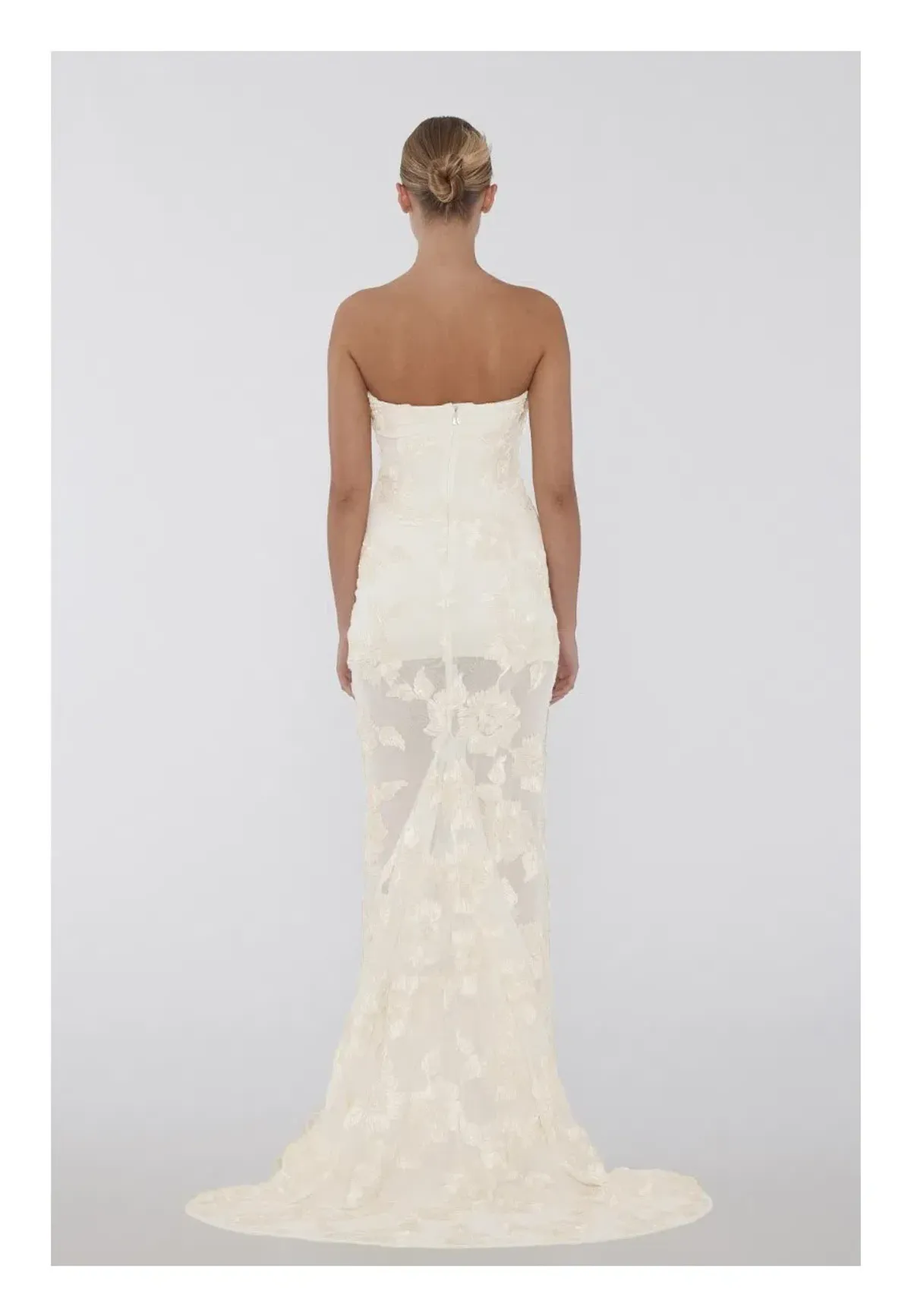 Rotate by Birger Christensen 3D Mesh Maxi Tube Dress Egret Cream Size 8 - Image 2