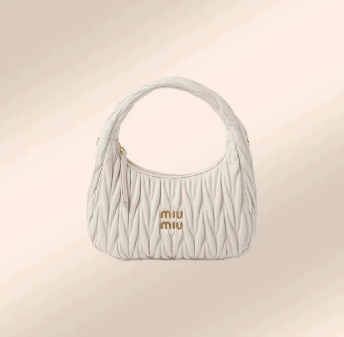  Miu Miu Wander Matelassé Nappa Leather Hobo White - Image 1