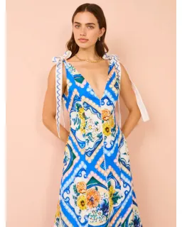 By Nicola Adonica Tie Shoulder Maxi Dress in Azure Flower Size AU 14 for rent on The Volte - image 3