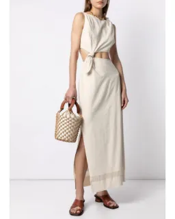 Sir The Label Marne Knot Dress Beige Size AU 6 for rent on The Volte - image 3