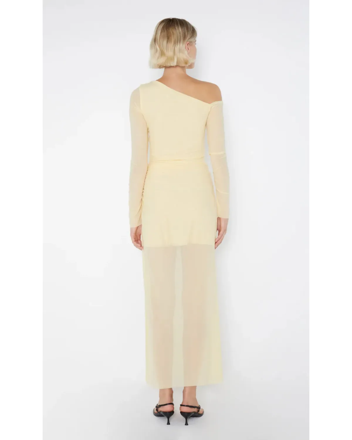 Bec & Bridge Fae Asym Long Sleeve Dress in Butter Yellow Size AU 10 - Image 2