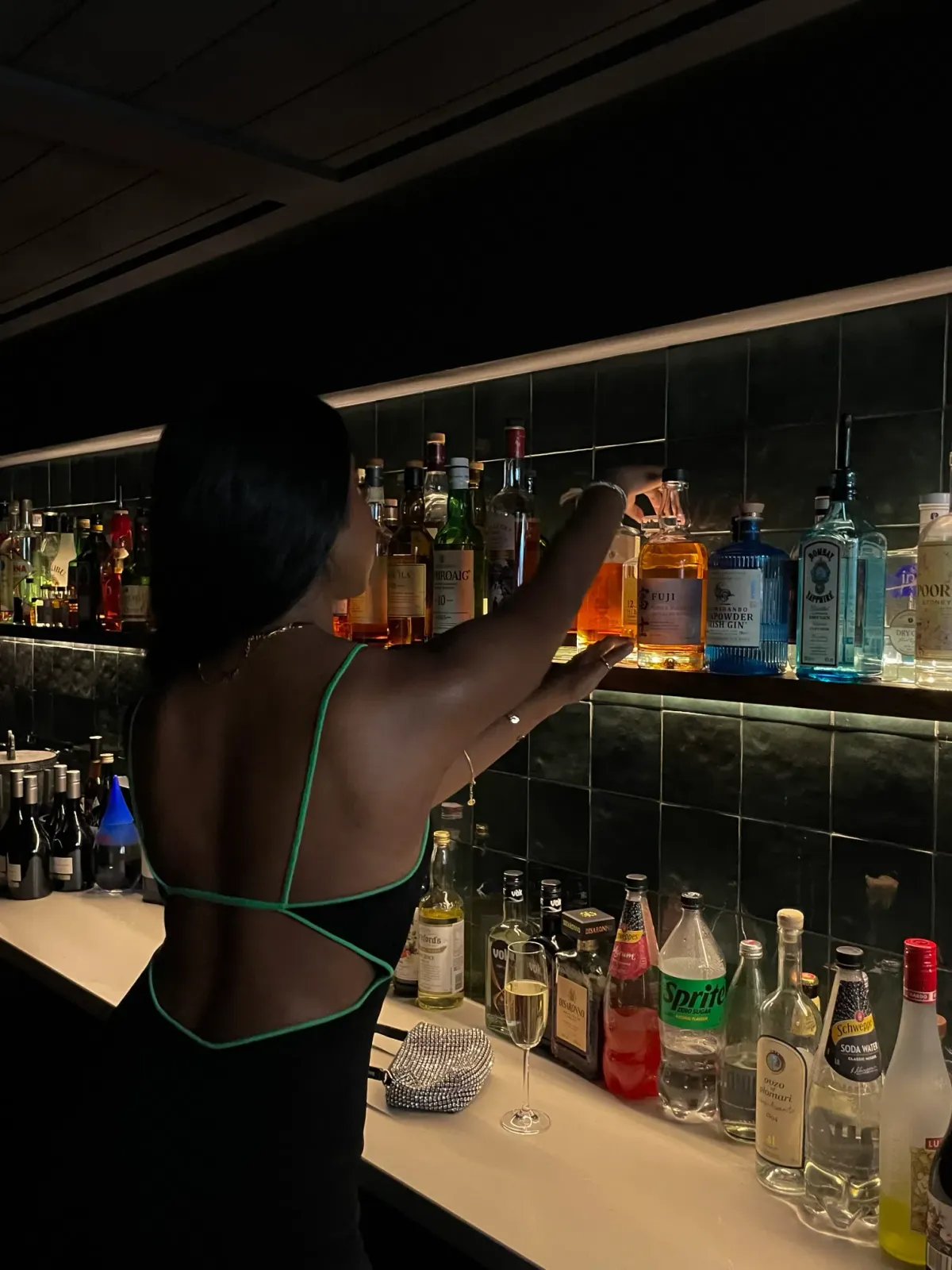 Paris Georgia Vita Maxi Dress Black/Green Size XS AU 6 - Image 8