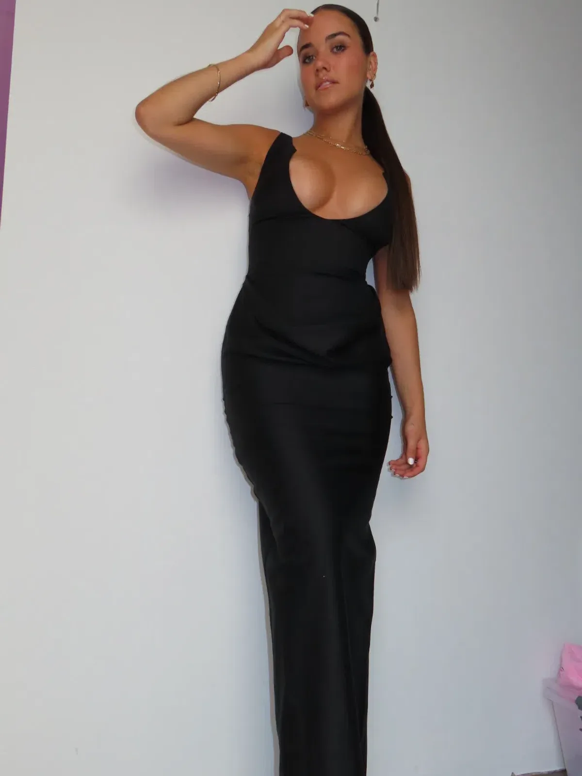 Christopher Esber Arced Column Dress Black Size 6 - Image 3