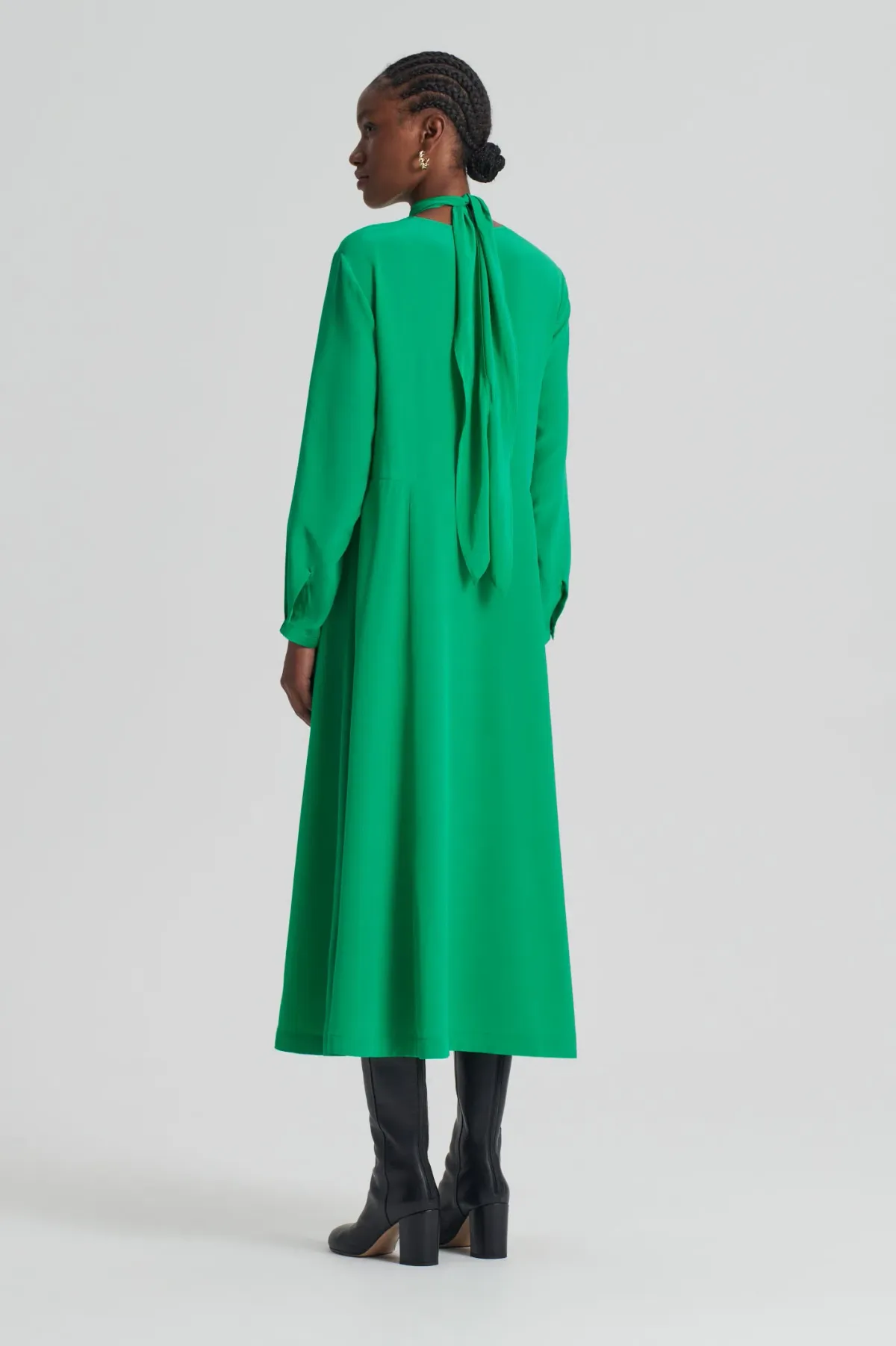 Scanlan Theodore Silk Drape Neck Dress Emerald Size 10 - Image 3