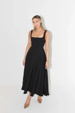 Odd Muse The Ultimate Muse High Waist Square Neck Midi Dress Black Size L / AU 12 for rent on The Volte - image 3