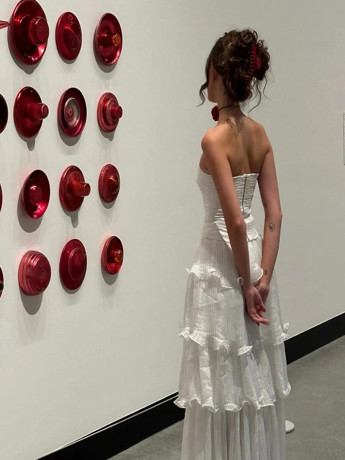 Aje Cosmos Sunbream Ruched Bustier in Size 8 and Tiered Maxi Skirt in Size 10 White - Image 3