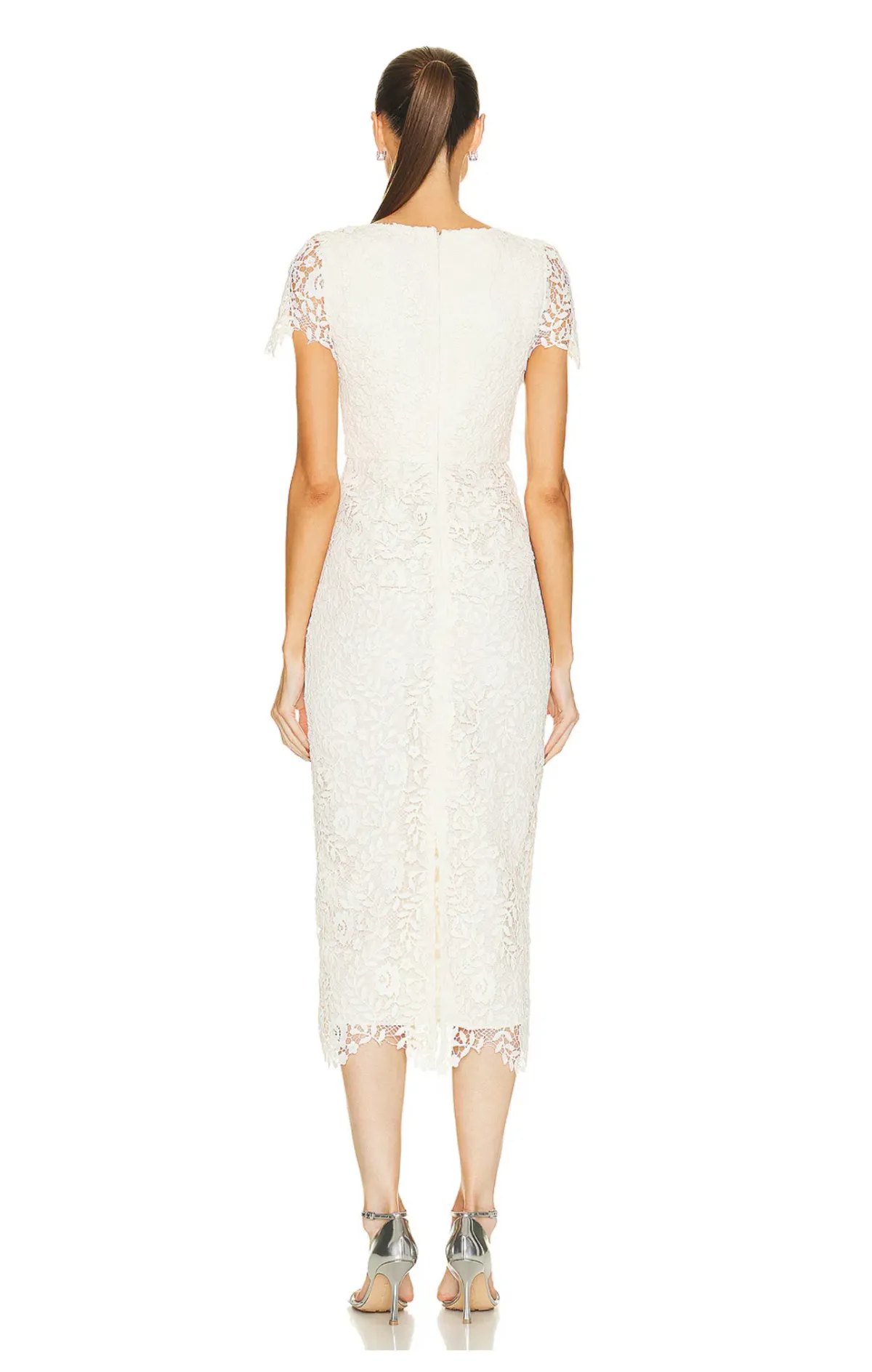 Cream Rose Lace Midi Dress - Image 3