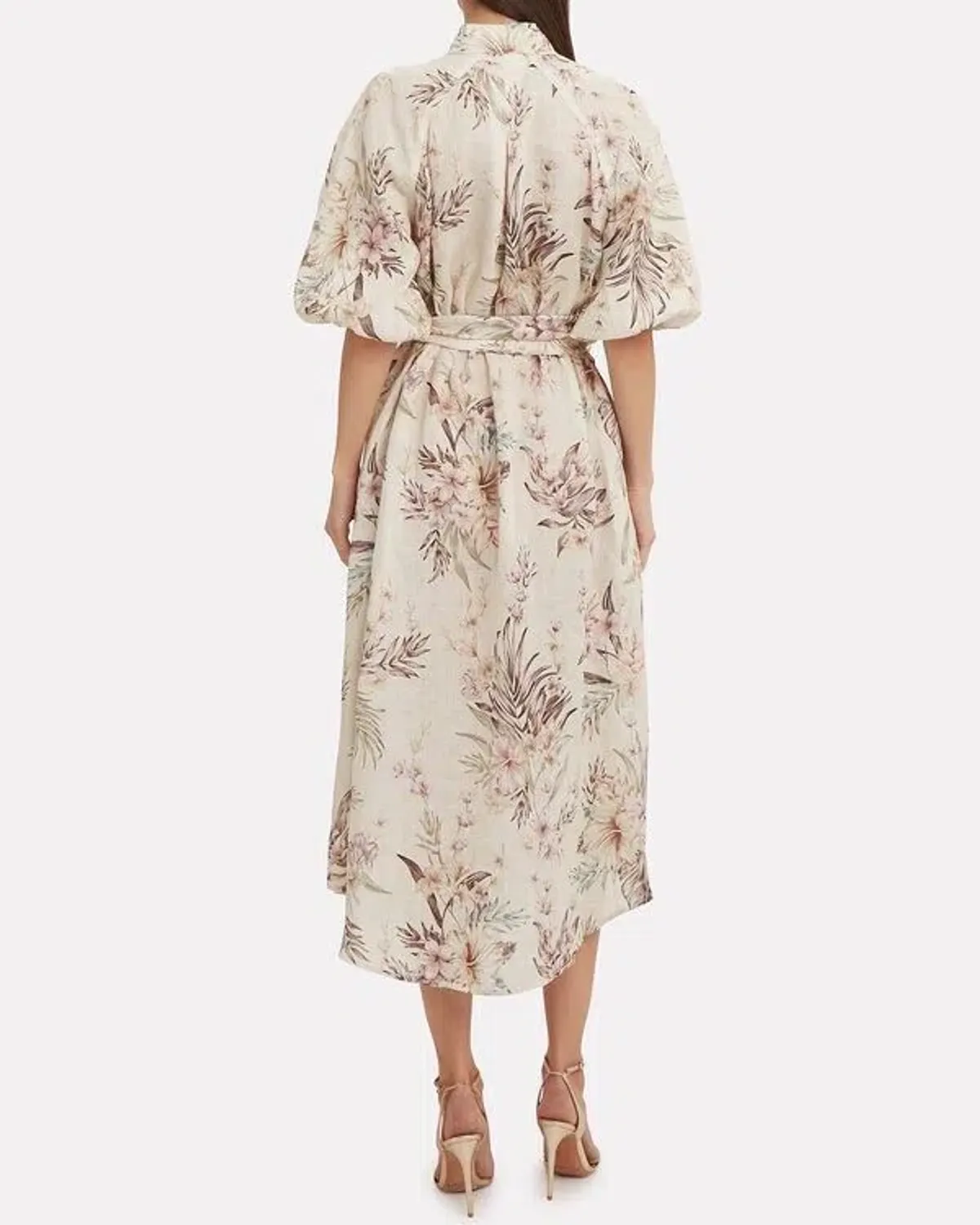 Zimmermann Wayfarer Puff Sleeve Linen Day Tea Shirt Dress Cream Floral Size 2 / AU 12 - Image 3