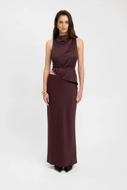 Kookai Prato High Cowl Neck and Prato Slip Skirt  Brown Size 10  for rent on The Volte - image 1
