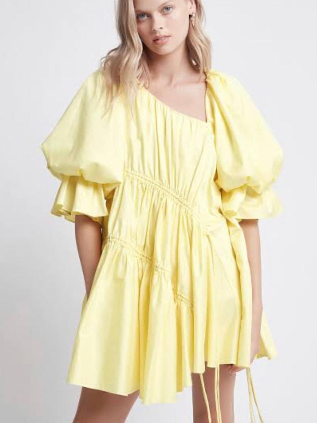 Aje Hushed Asymmetric Dress Yellow Size 6 - Image 1