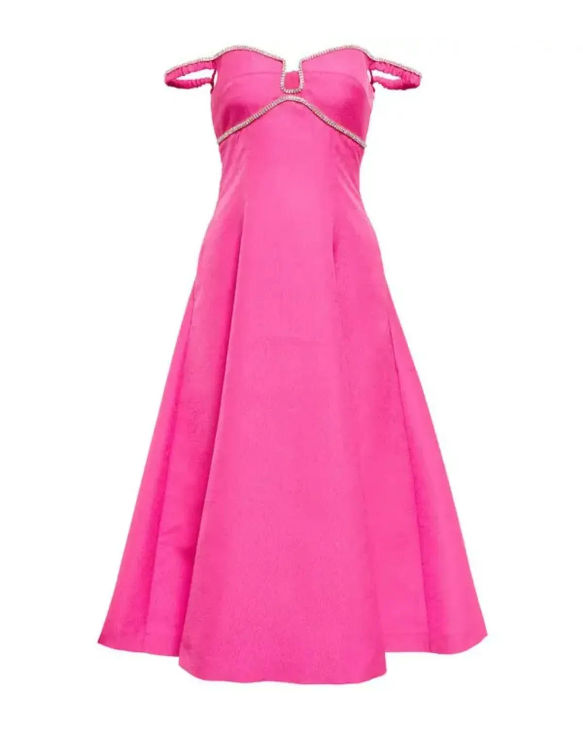 Self Portrait Embellished A-Line Midi Dress Pink Size AU 14 - Image 3