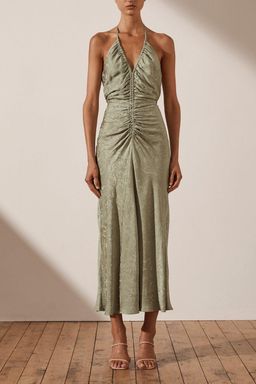 Shona Joy MIA HALTER RUCHED MIDI DRESS IN SAGE 10 for rent on The Volte - image 4
