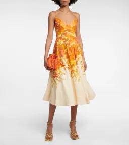 Zimmermann High Tide Picnic Midi Dress Citrus Ikat Size 0 / AU 8 for rent on The Volte - image 1