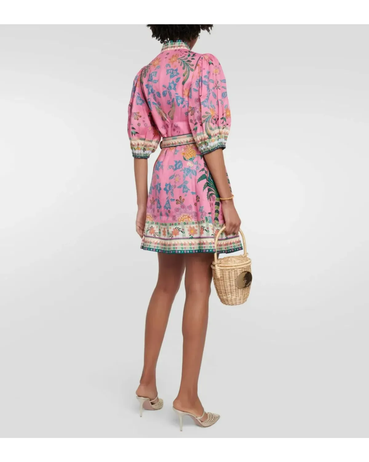 Zimmermann Ginger Buttoned Mini Dress in Pink Multi Size 1 / AU 10 - Image 2