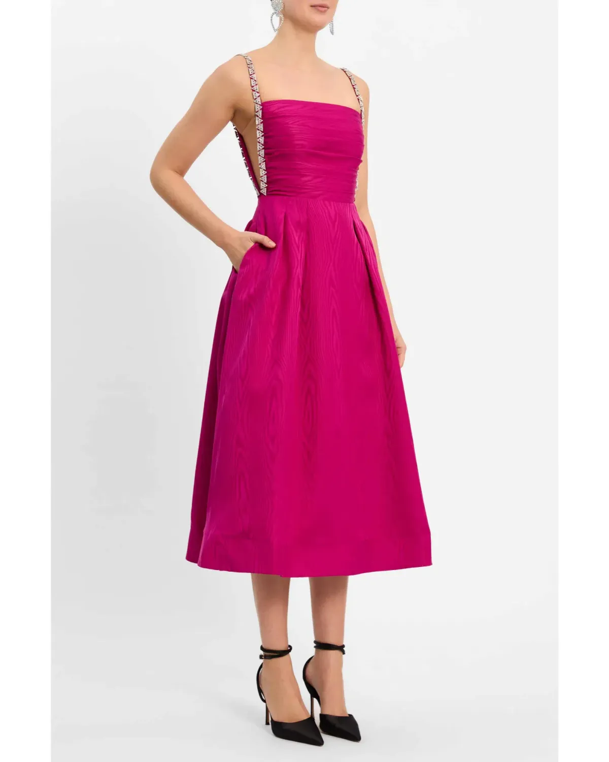 Rebecca Vallance Cynthia Midi Dress Fuchsia Size AU 10 - Image 2