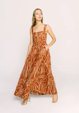 Bel Kazan Janie Maxi Dress in Mocha Rye Print Size 8 for rent on The Volte - image 1