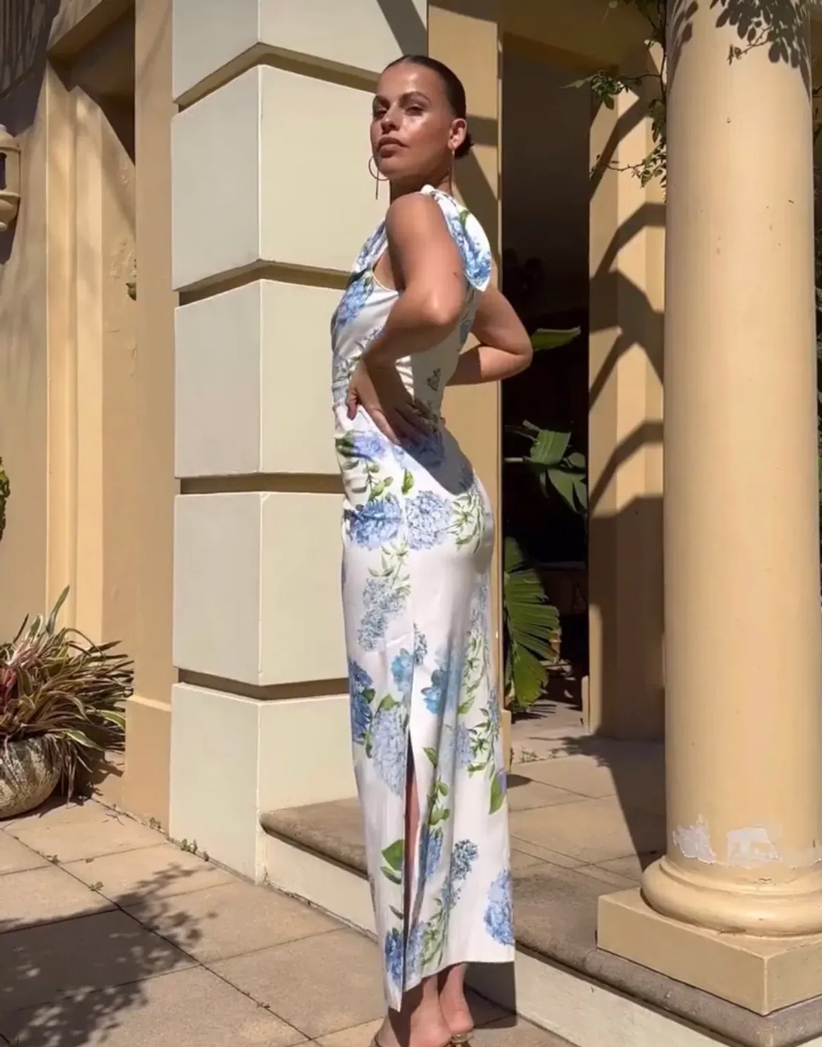 Sheike Blue Bell One Shoulder Midi Dress  Floral Size 8 - Image 2