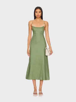 Faithfull the Brand Regina Midi Dress Sage Size 8  for rent on The Volte - image 1