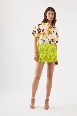 Aje Sequin Micro Mini Skirt Chartreuse Green Size 8 for rent on The Volte - image 1
