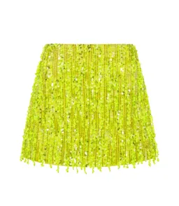 Aje Sequin Micro Mini Skirt Chartreuse Green Size 8 for rent on The Volte - image 3