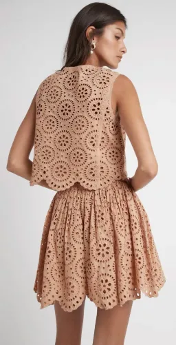 Aje Salita Broderie Shell Top Bleachcoast Beige Size 6 for rent on The Volte - image 3