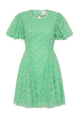 Aje Context Embellished Mini Dress Marine Green Size 8 for rent on The Volte - image 4