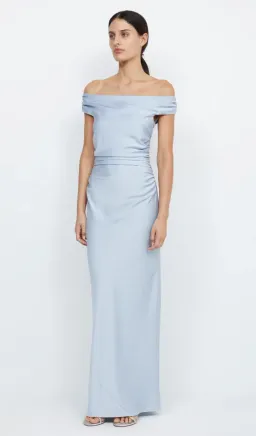 Bec & Bridge Eternity Off Shoulder Maxi Dress Dusty Blue Size XS / AU 6 for rent on The Volte - image 2