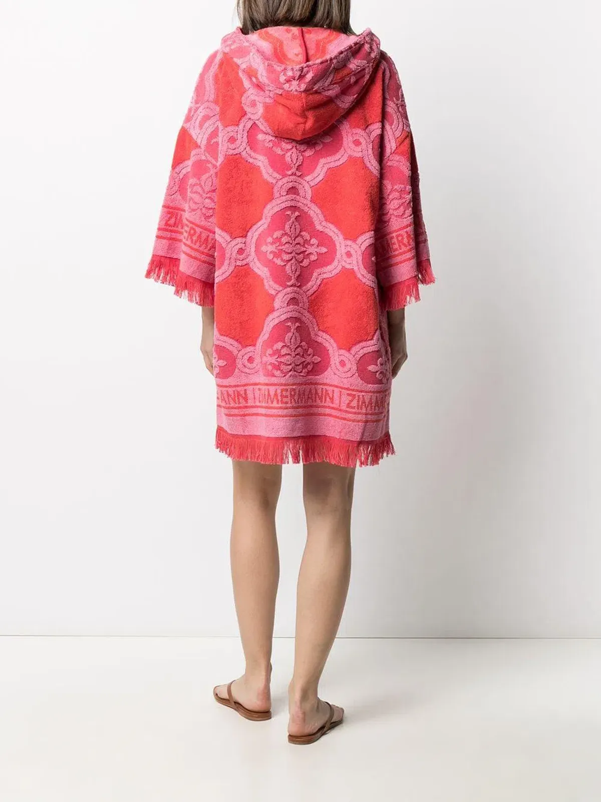 Zimmermann Poppy Fringed Terry Towel Mini Dress Red Pink Size 1 / AU 10  - Image 3