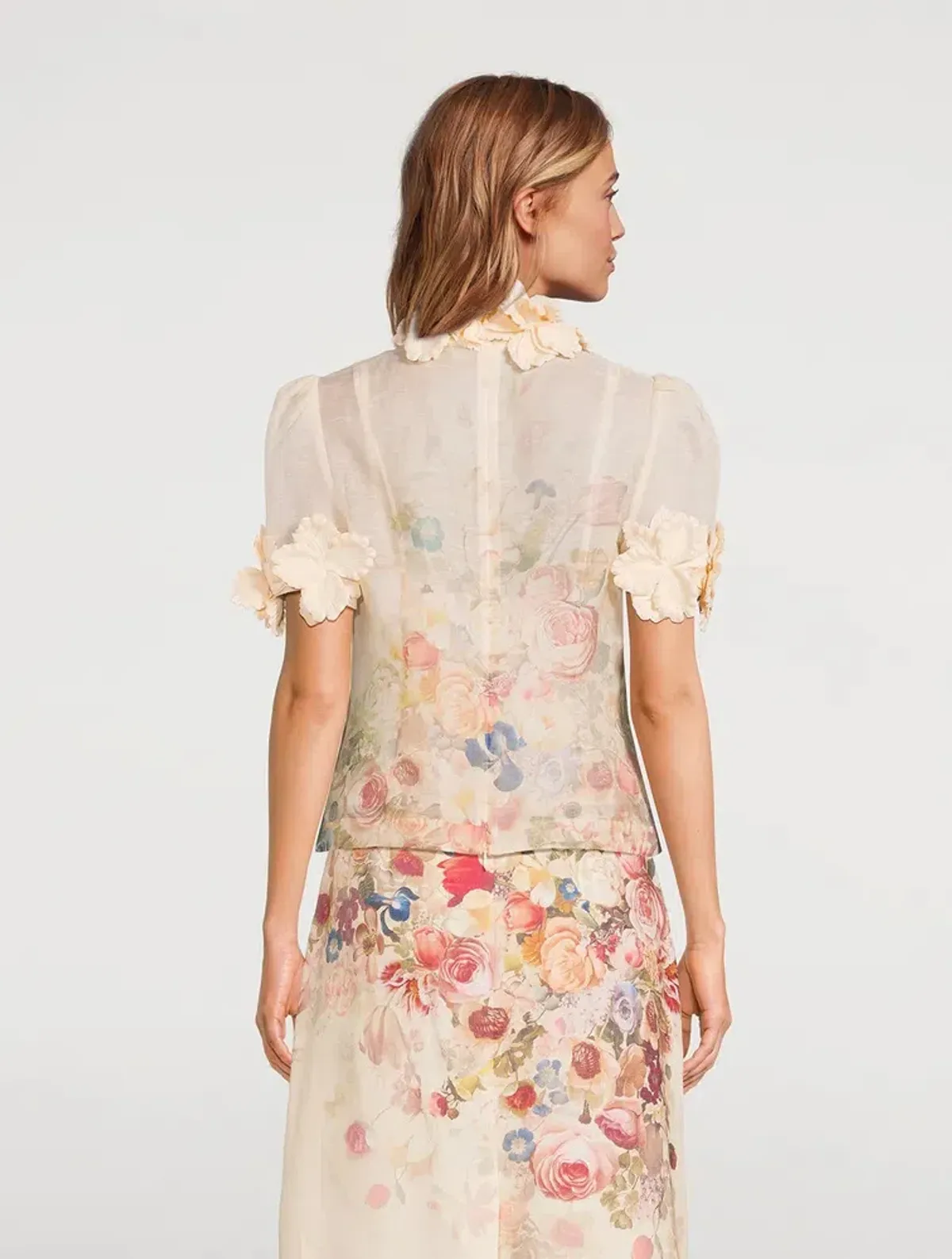 Zimmermann Luminosity Liftoff Flower Top & Midi Skirt Set Morisot Cream Print Size 1 / AU 10 - Image 3