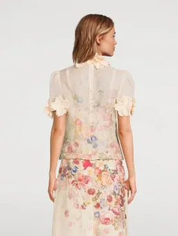 Zimmermann Luminosity Liftoff Flower Top & Midi Skirt Set Morisot Cream Print Size 1 / AU 10 for rent on The Volte - image 3