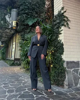 Camilla and Marc Brancusi Blazer and Pant Set Charcoal Pinstripe Size AU 8 for rent on The Volte - image 1