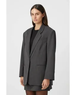 Camilla and Marc Brancusi Blazer and Mini Skirt Set Charcoal Pinstripe Size AU 8 for rent on The Volte - image 2