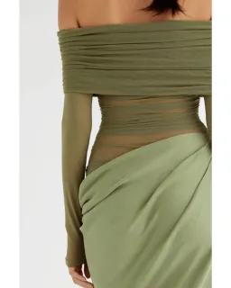 Benni Yasmin Off Shoulder Maxi Dress Pistachio Size AU 10 for rent on The Volte - image 3