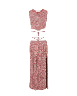 Christopher Esber Pleated Knit Set in Red Size XS / AU 6 for rent on The Volte - image 5