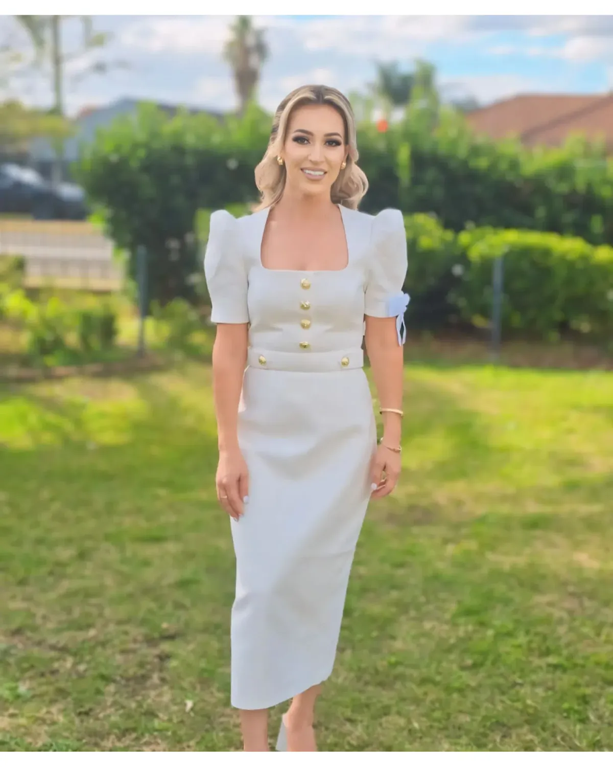 Rebecca Vallance Clarisse Midi Dress in Ivory Size AU 8 - Image 4