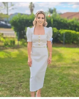 Rebecca Vallance Clarisse Midi Dress in Ivory Size AU 8 for rent on The Volte - image 4