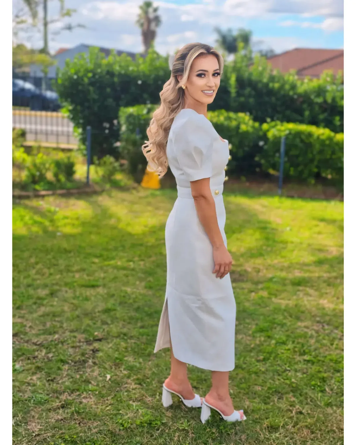 Rebecca Vallance Clarisse Midi Dress in Ivory Size AU 8 - Image 5