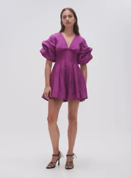 Aje Adelie Puff Sleeve Mini Dress Plum Purple Size 12  for rent on The Volte - image 1