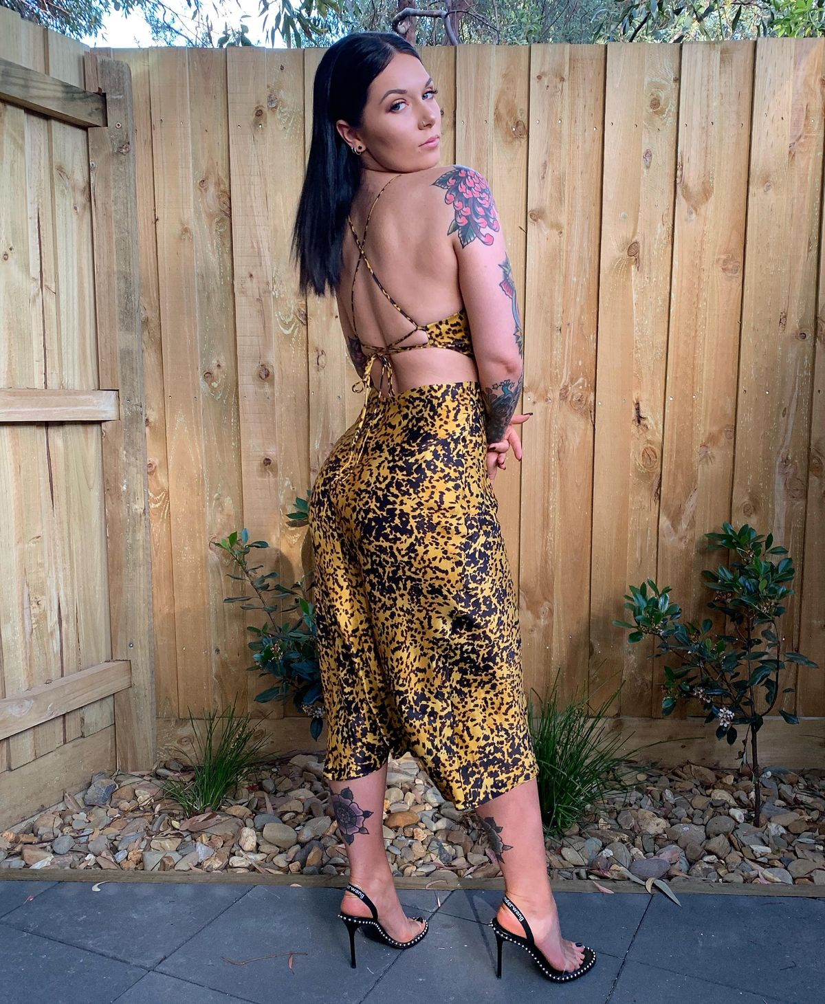 Bec & Bridge Turtle Rock Midi Dress Gold/Black Size AU 8 - Image 3