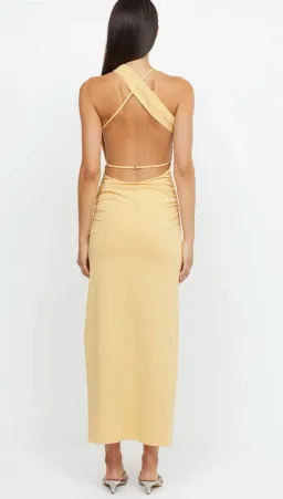 Bec & Bridge Montana Cross Over Midi Dress Straw Yellow Size 6 for rent on The Volte - image 3